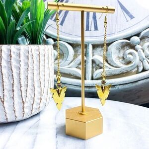 14k Yellow Gold Plated Arrow Earrings | Boho Western Dangle‎ Earrings | Witchy